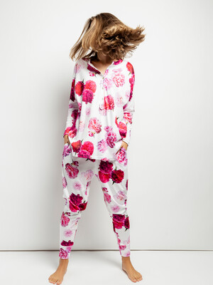 Pyjama Set “Cherry Royal” LANGARM weiss